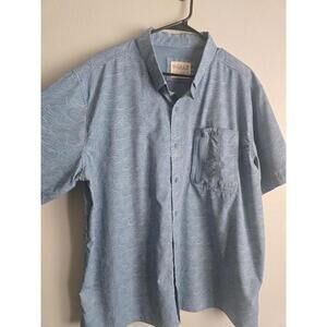 Gilliz Mens Blue Wave Vented Fishing All Over Print Button Down Short Sleeve(XL)